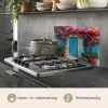 Deur - Hout - Bloemen - Blauw keuken achterwand spatscherm klein -usp_NL