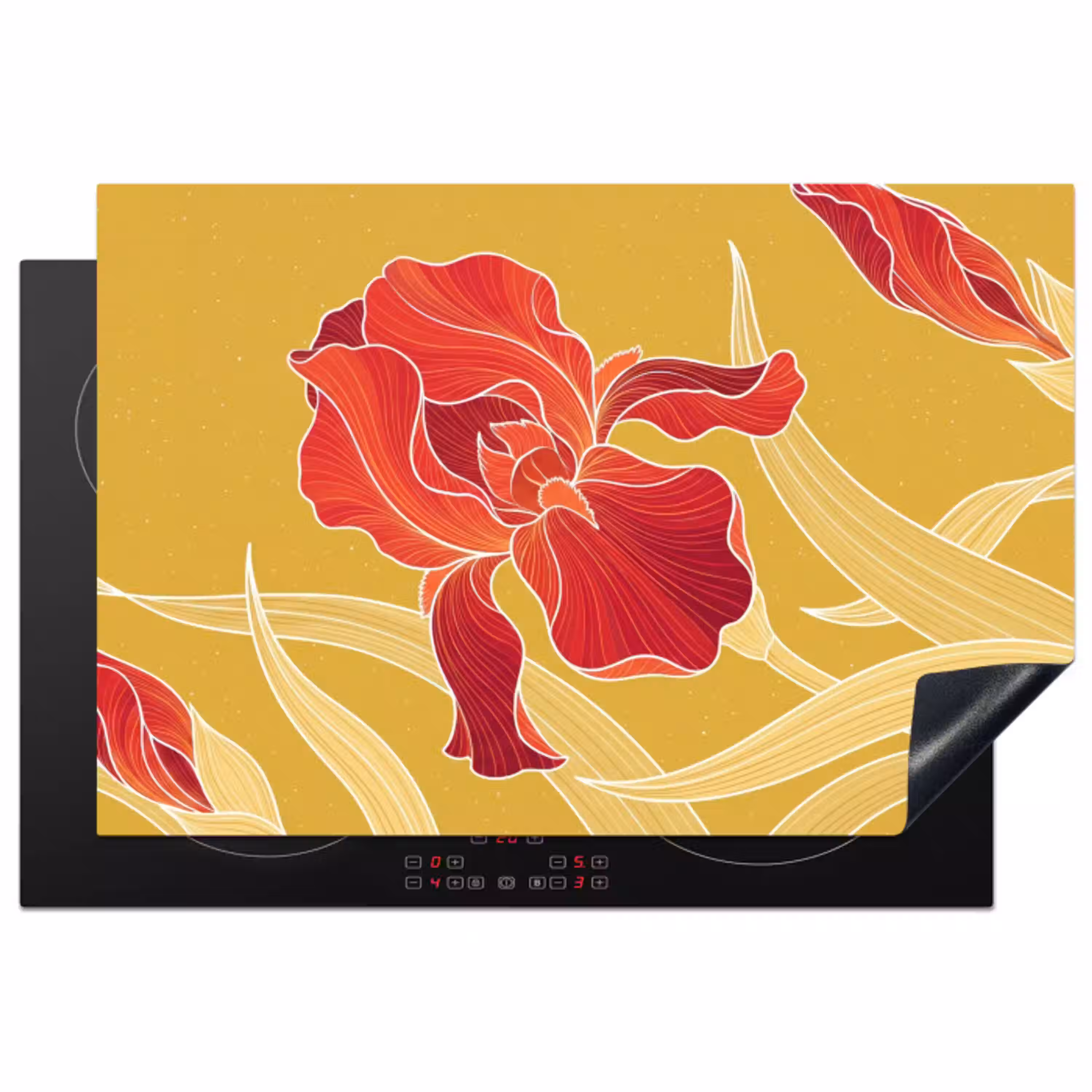 Bloemen - Illustratie - Rood Inductie beschermer vinyl 3mm klein -3d
