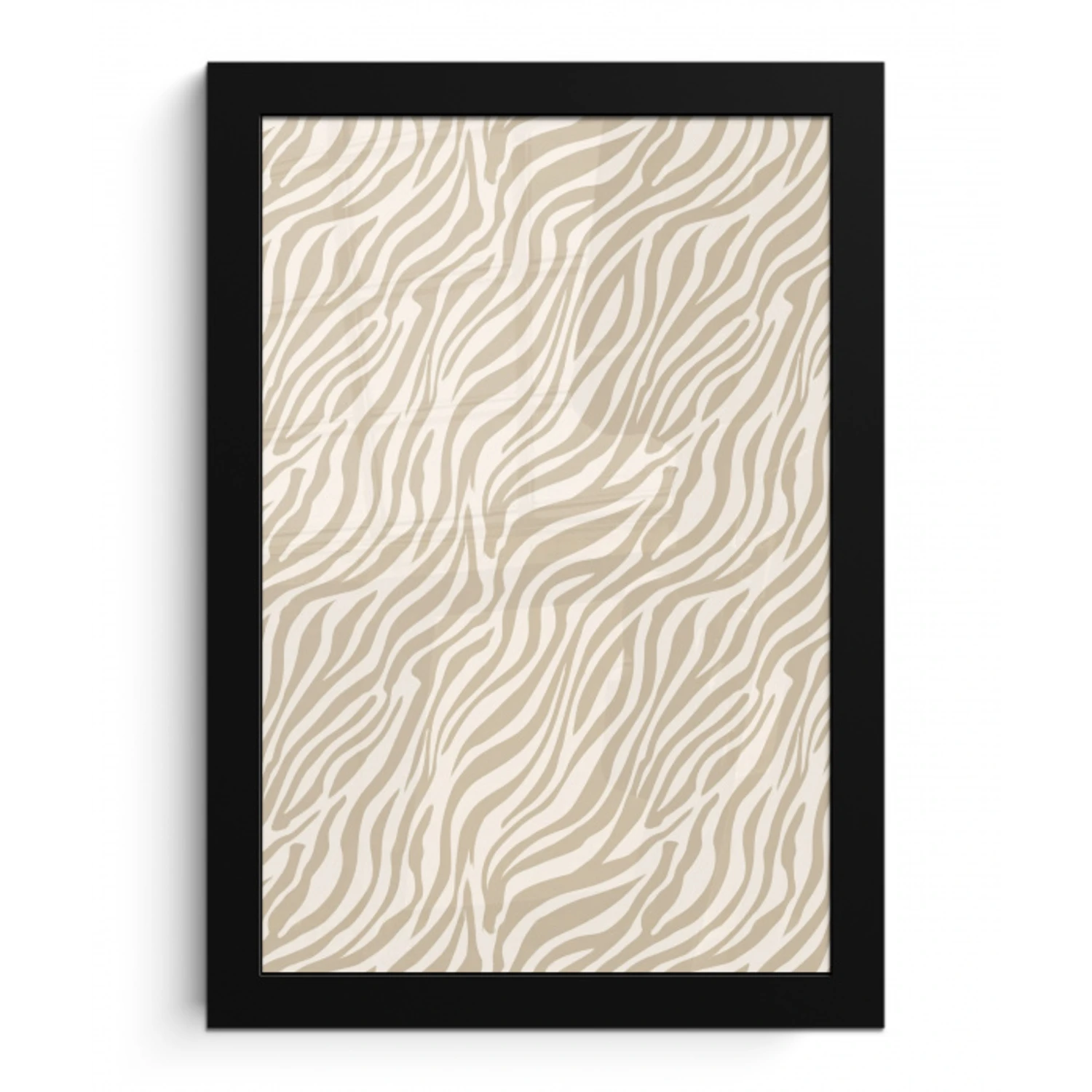 Zebra - Patroon - Beige fotolijst zwart zonder passe partout klein 224 -3d