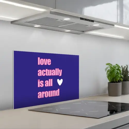 Tekst - Valentijn - Love - Blauw keuken achterwand spatscherm klein -3d_schuin