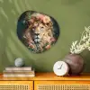 Leeuw - Leeuwenkop - Wilde dieren - Bloemen Wandcirkel Organisch Forex 3mm klein -sfeer2