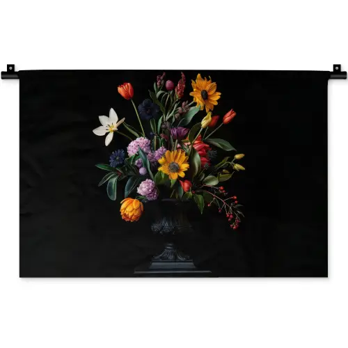 Zonnebloemen - Boeket - Kleurrijk Wandkleed katoen klein -zz3d