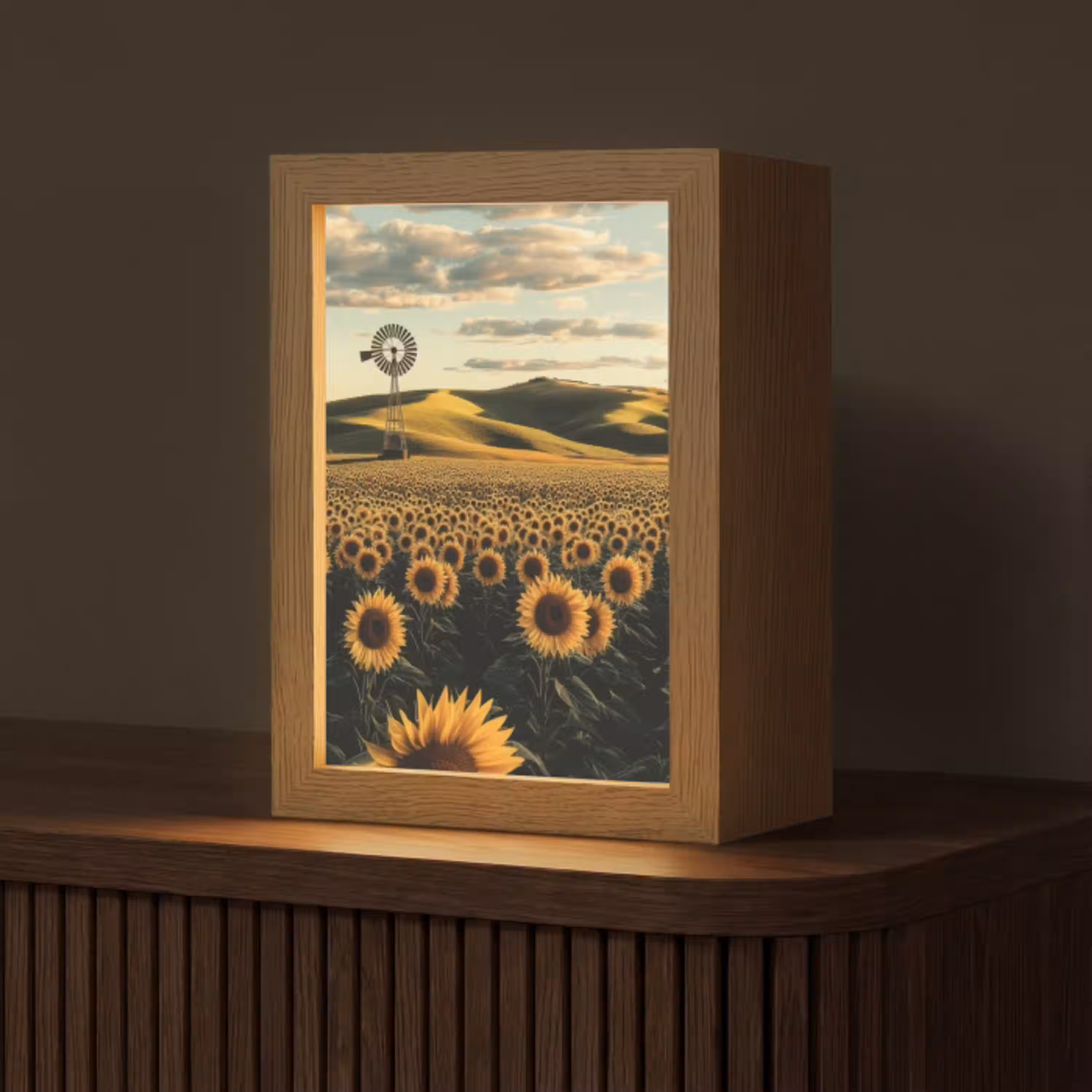 Zonnebloem - Veld - Windmolen Light Box met kabel (Tafellamp) klein -z3d_website