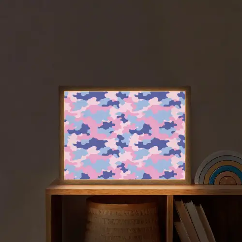 Camouflage - Patroon - Donkerblauw Light Box met batterij (Wandlamp kind) middel -sfeer1_kind