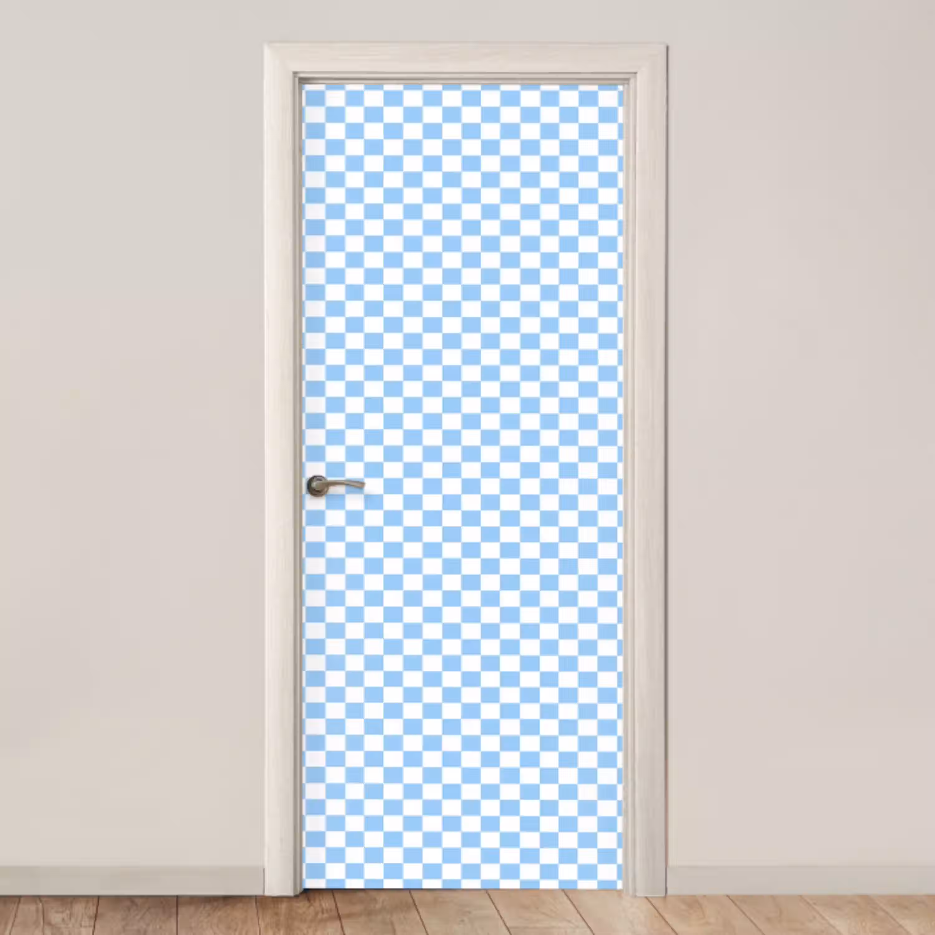 Schaakbord - Klassiek - Blauw deurposter klein 289 -3d_beige