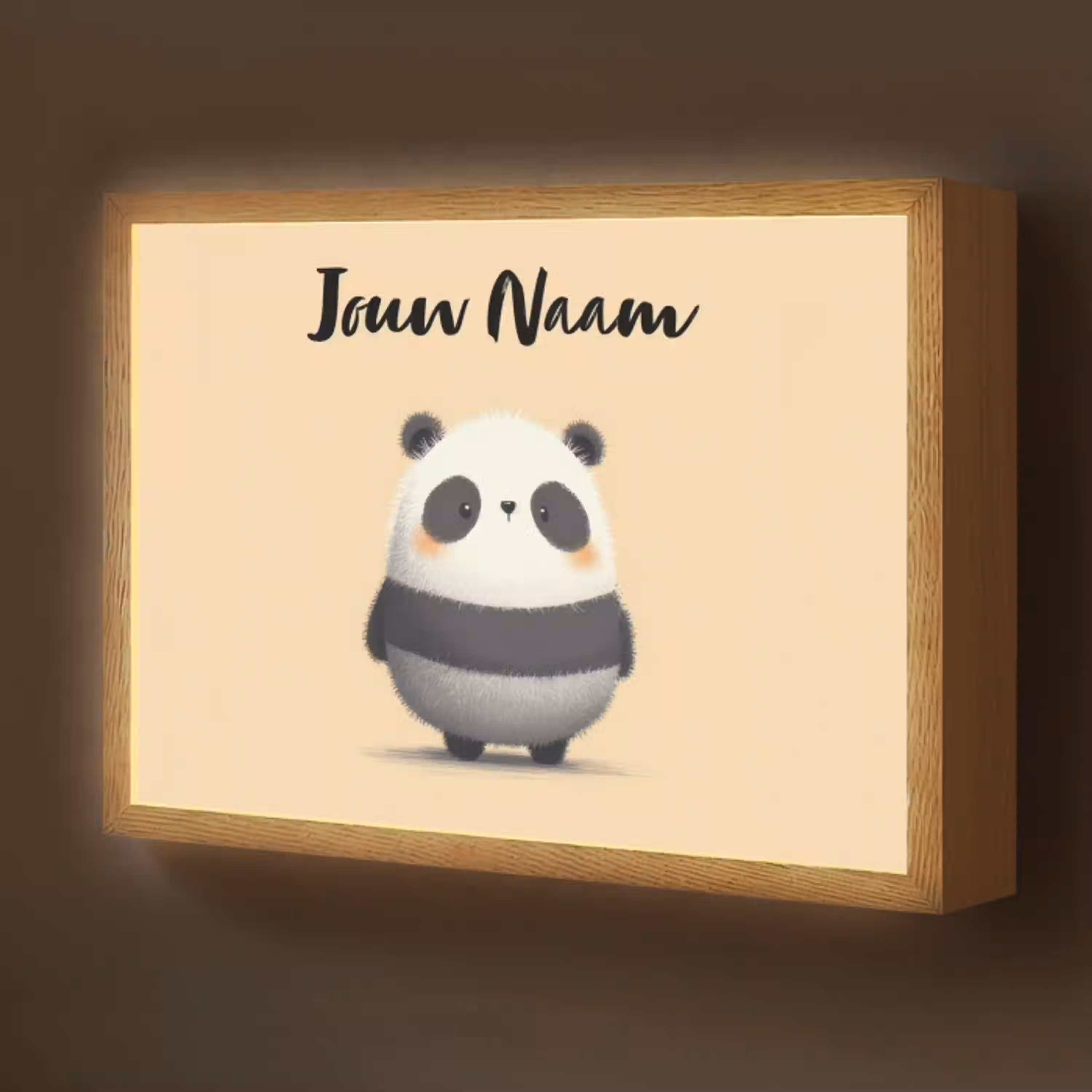 Panda - Beige - Minimalistisch Light Box met batterij (Wandlamp kind) middel -z3d_website