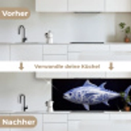 Porselein - Tonijn - Delfts - Blauw keuken achterwand 2 middel -voor-na_DE