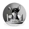 Chihuahua - Hond - Zonnebril - Humoristisch - Zwart - Wit - Spaghetti Wandcirkel aluminium klein -3d
