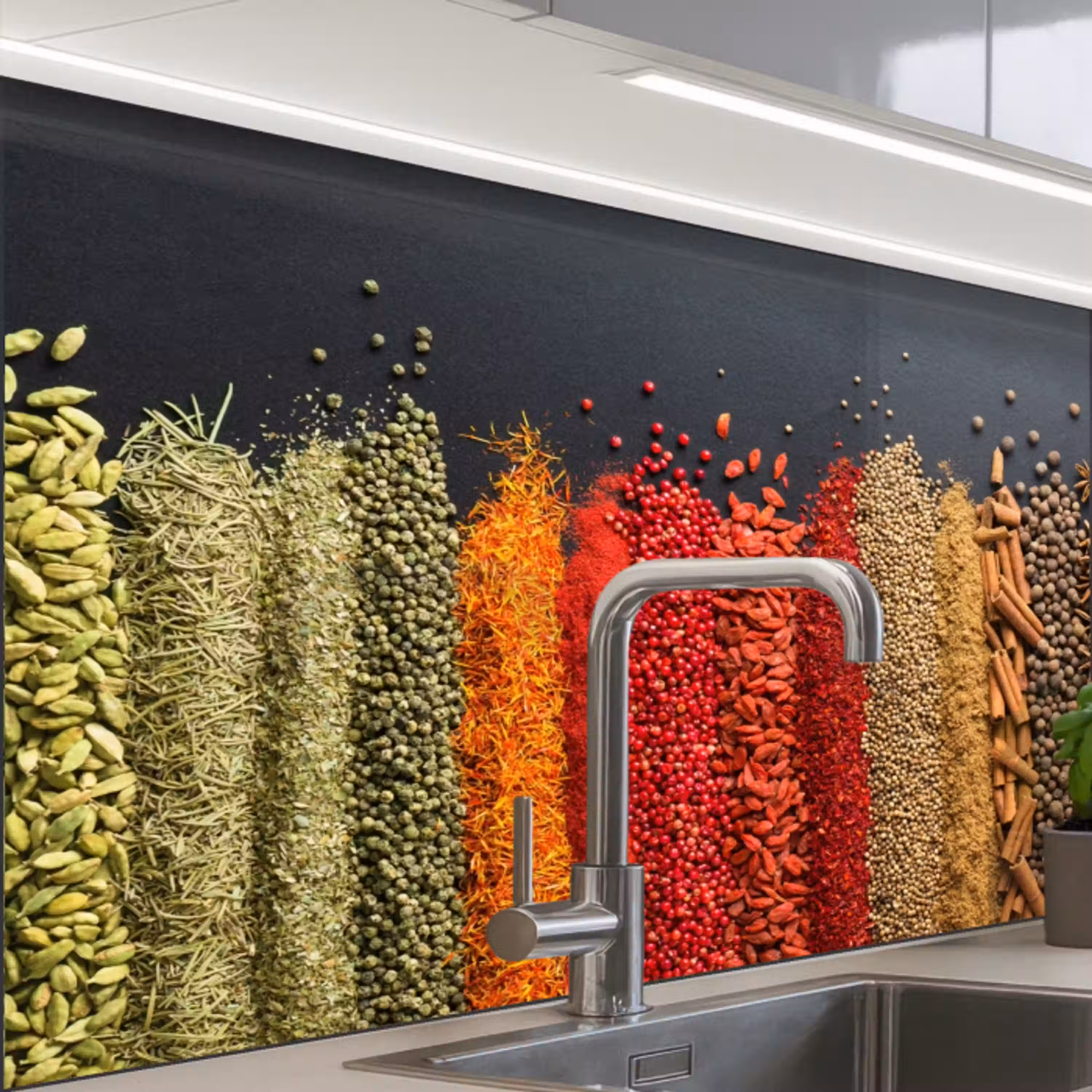 Specerijen - Kruiden - Banen - Regenboog keuken achterwand 2 middel -zzzz3d_schuin