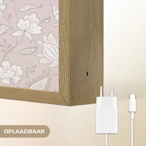 Bloemen - Getekend - Lavendel Light Box met batterij (Wandlamp) middel 907 -USP_websiteoplaadbaarNL