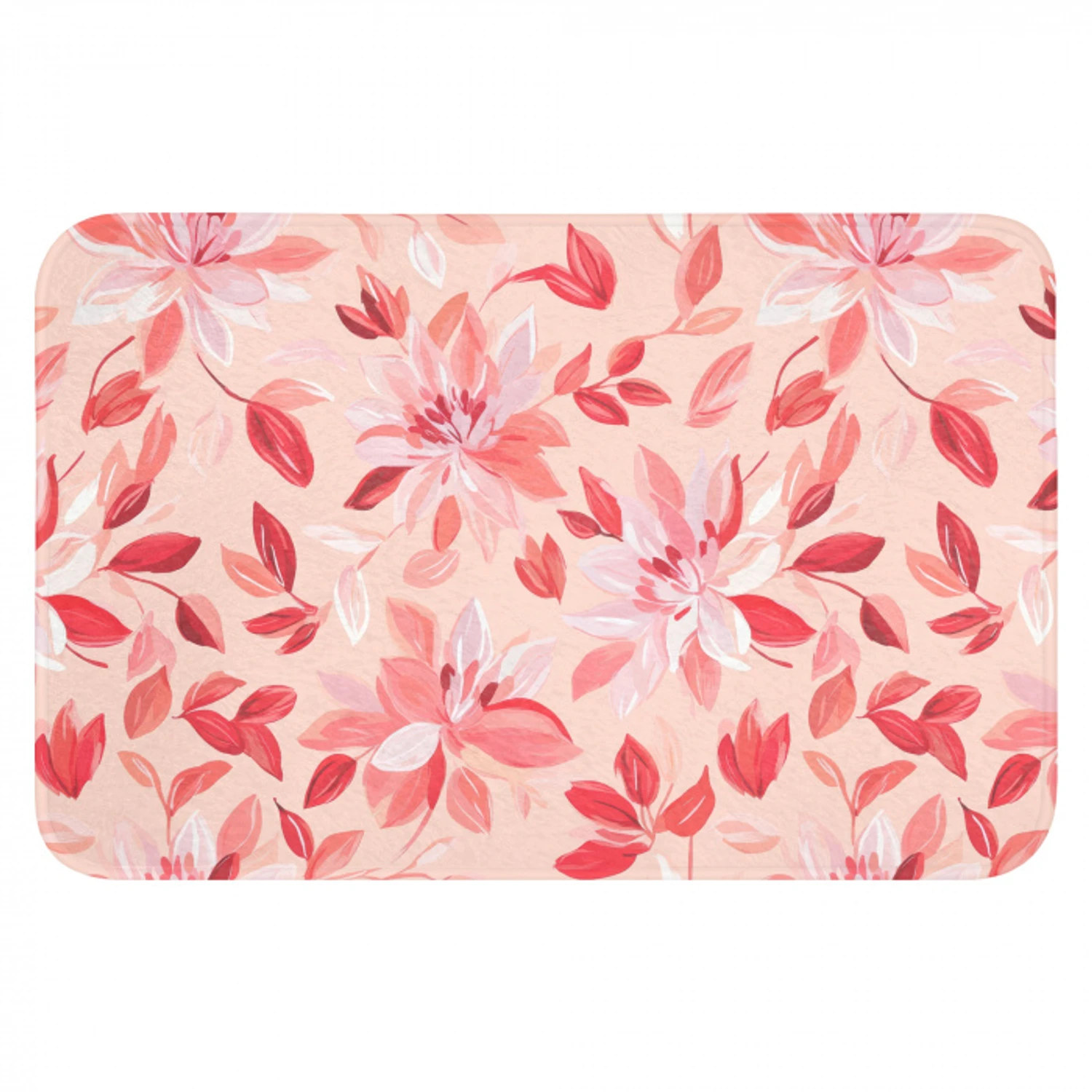 Botanisch - Bloemen - Rood Badmat klein 997 -3d