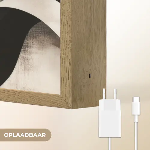 Abstract - Golven - Zwart - Verweerd Light Box met batterij (Wandlamp) middel -USP_websiteoplaadbaarNL