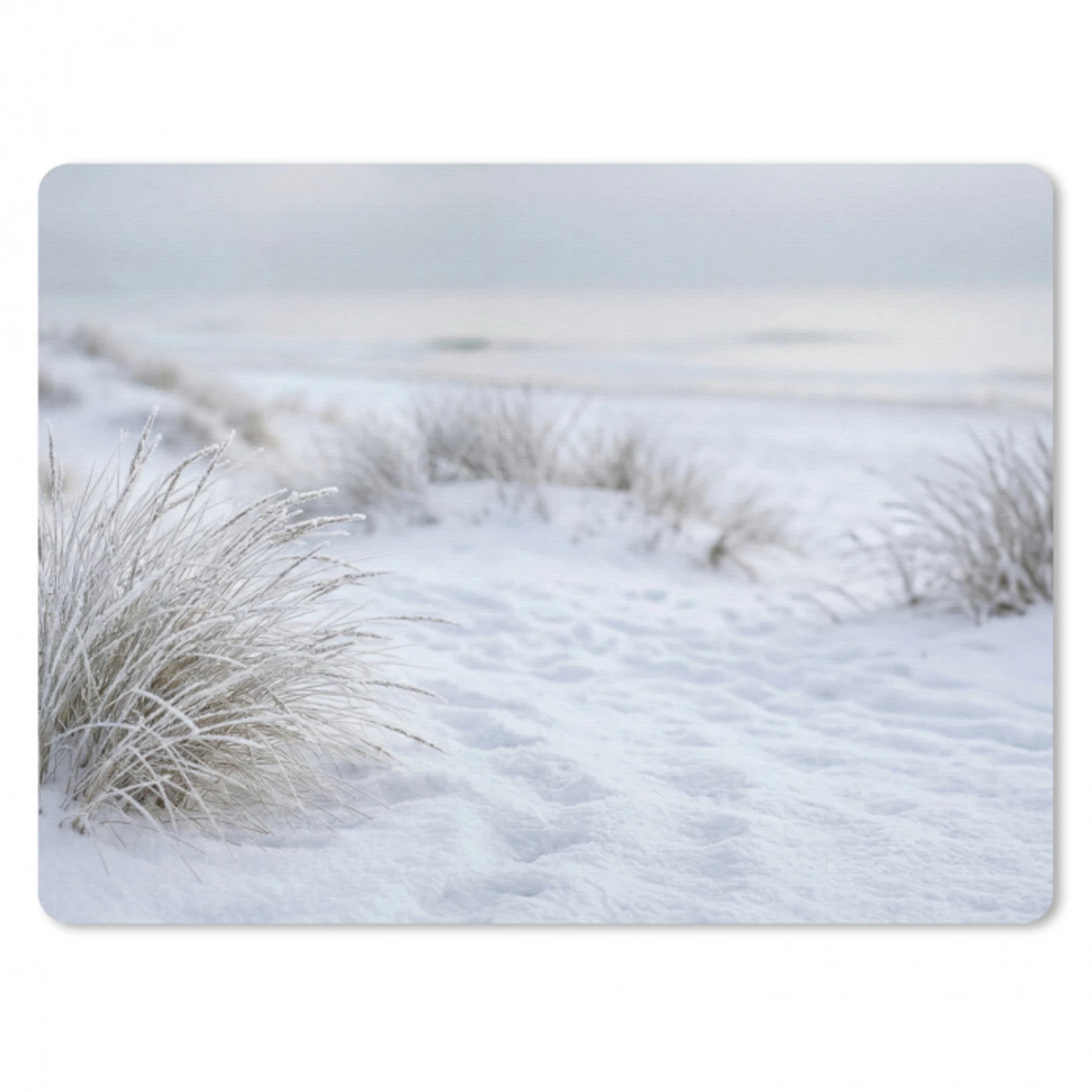 Duinen - Sneeuw - Strand - Winter - Serene muismat rubber klein -3d