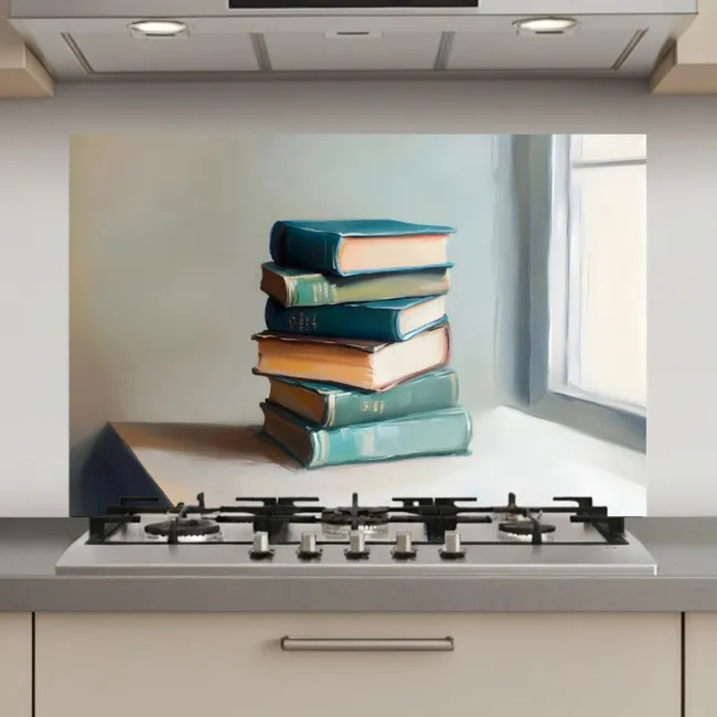 Stapel - Boeken - Groen - Daglicht keuken achterwand spatscherm klein -3d_website