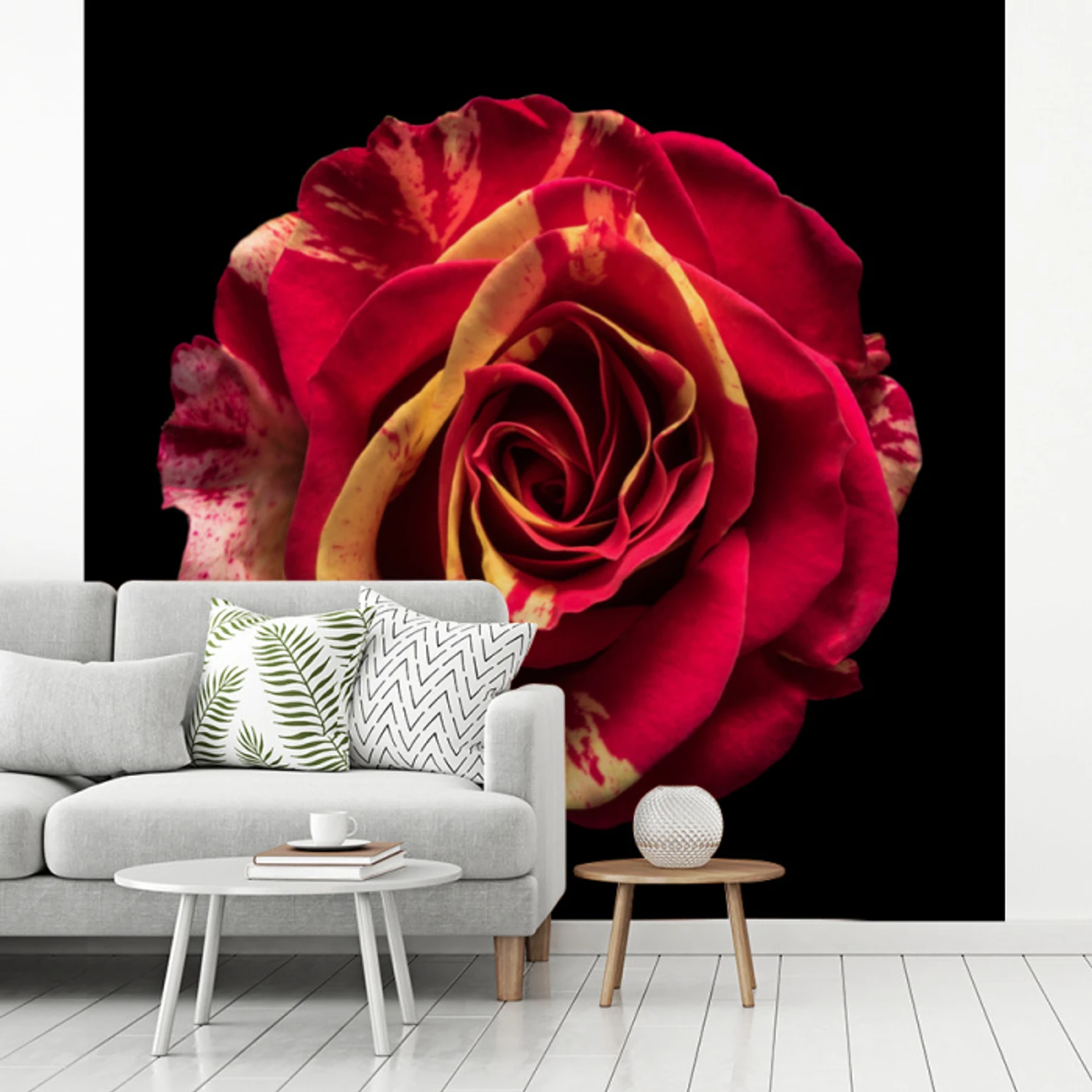 Behang - Bloem - Roos - Rood - Zwart | Topdoek.nl