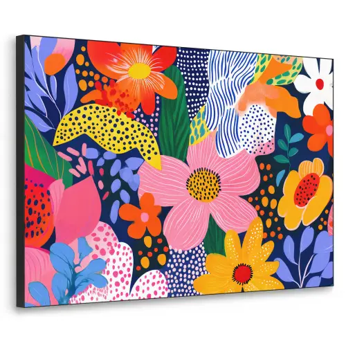 Kleurrijk - Bloemen - Abstract - Stippen Textielframe - compleet frame klein -3d