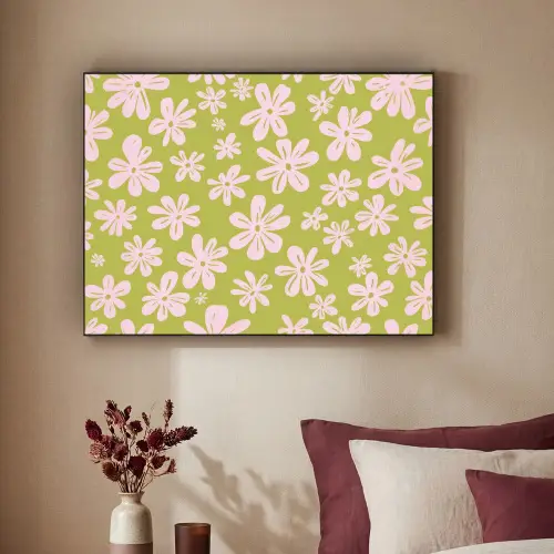 Bloemen - Roze - Getekend - Patroon Textielframe zwart klein -sfeer1