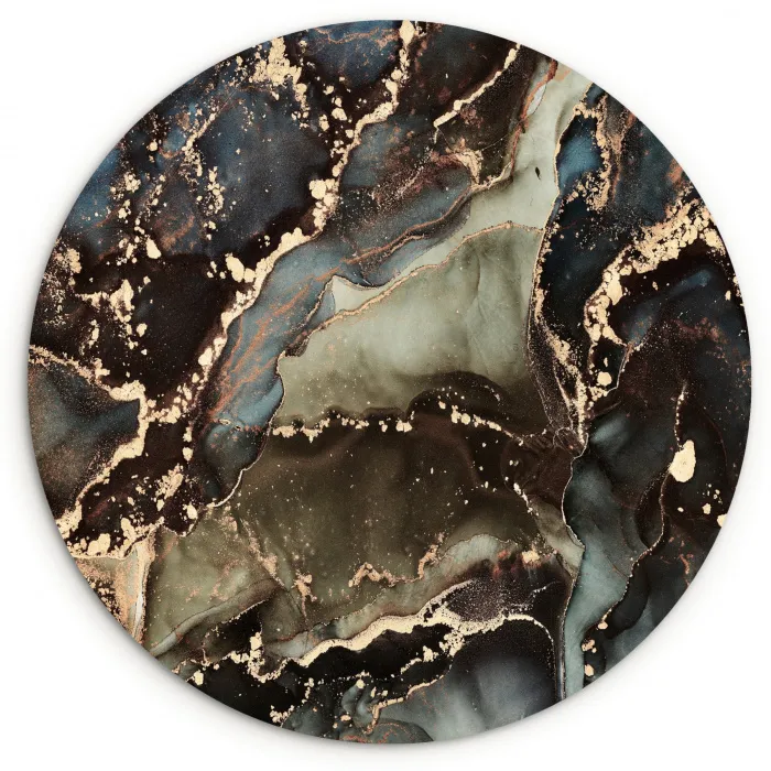 Marmer - Goud - Groen Wandcirkel kunststof plaat 5mm dik klein -3d