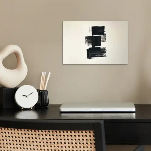 Rechthoeken - Penseelstreken - Abstract - Zwart poster papier klein -sfeer1