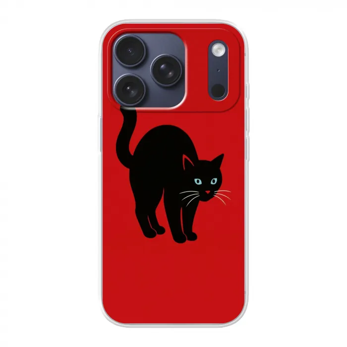 Kat - Zwart - Staart Telefoonhoesje iPhone 17 Pro klein -3d