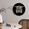 Schotse hooglander - Goud - Hoorns - Zwart wit - Koe - Dieren Wandcirkel behangsticker klein -sfeer3