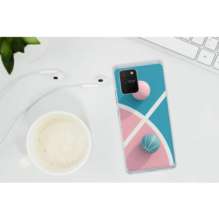 Basketbal - Pastel - Roze - BLauw Telefoonhoesje Samsung Galaxy S10 Lite klein -oordopS10Lite