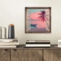 Doorkijk - Strand - Palmboom - Tropisch aluminium wit klein -sfeer1