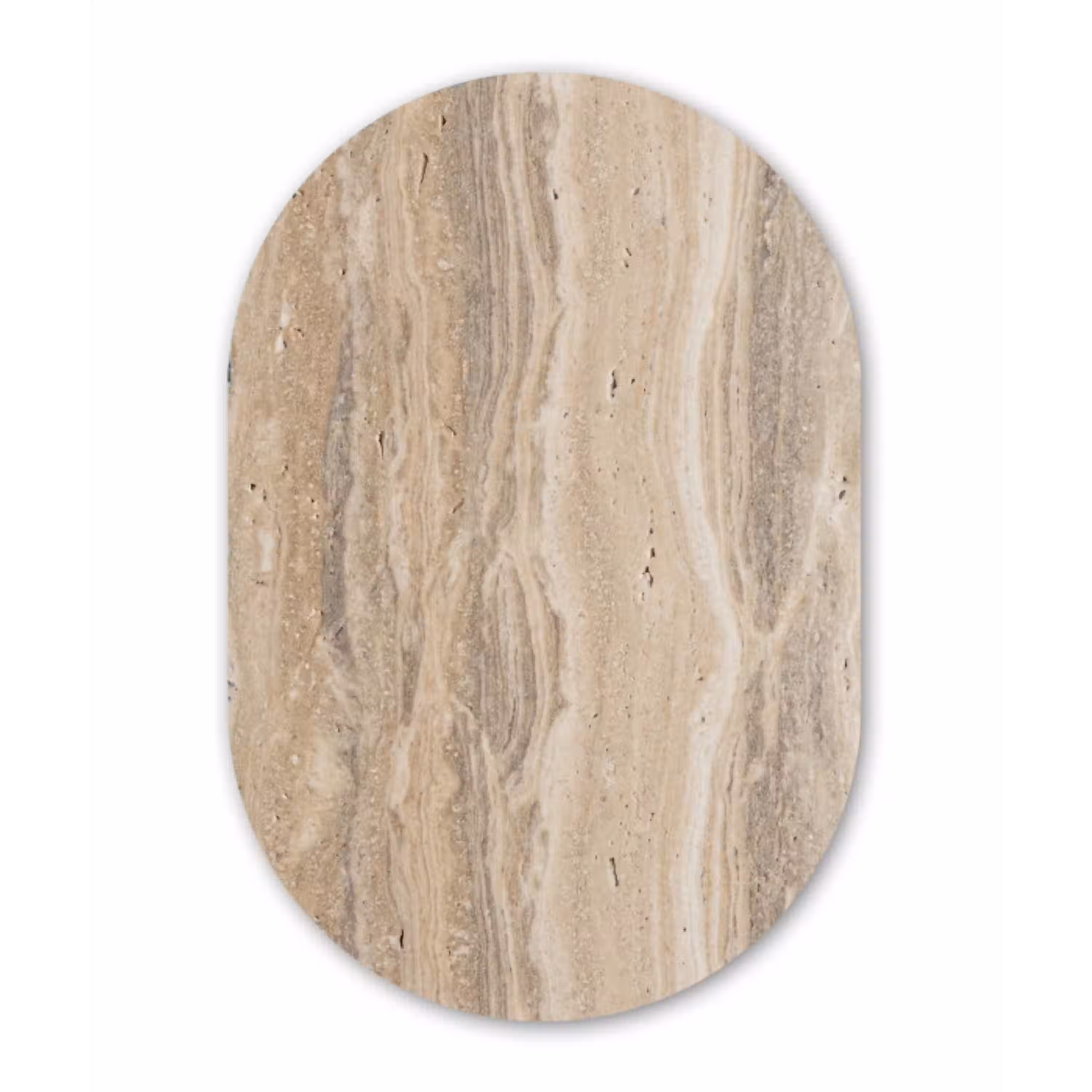 Steen - Patroon - Textuur - Natuurlijk - Beige Wandcirkel Ovaal Aluminium middel -3d