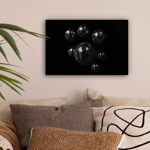 Discoballen - Minimalistisch - Zwart canvas 2cm klein -sfeer1