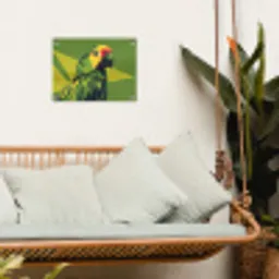 Papegaai - Groen - Snavel - Abstract tuinposter los doek klein -sfeer7
