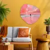 Roze - Surfen - Zee Wandcirkel Organisch Aluminium middel -sfeer4
