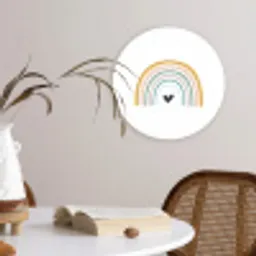 Regenboog - Hartje - Stippen - Pastel - Kinderen Wandcirkel kunststof plaat 5mm dik klein -sfeer4