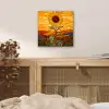 Zonnebloem - Mozaïek - Zonsondergang - Geel aluminium wit klein -sfeer3