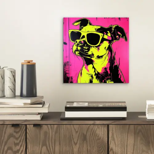 Hond - Zonnebril - Roze - Art aluminium wit klein -sfeer1