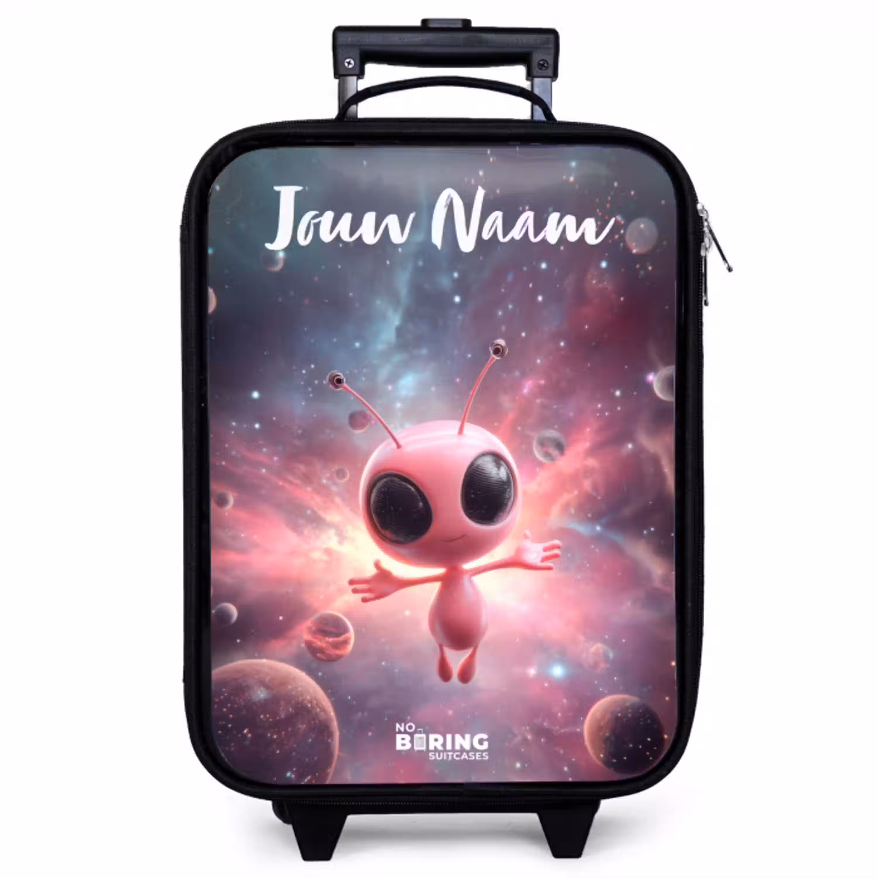 Roze Alien in Sterrennevel Kinderkoffer - Zwart klein -zzz_website3d