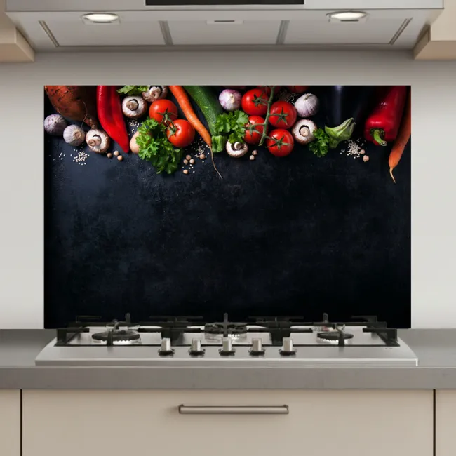 Groente - Kruiden - Specerijen - Zwart - Rustiek - Keuken keuken achterwand spatscherm klein -3d_website