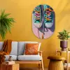 Sneakers - Veters - Kleurrijk - Schaduw Wandcirkel Ovaal Glas middel -sfeer4