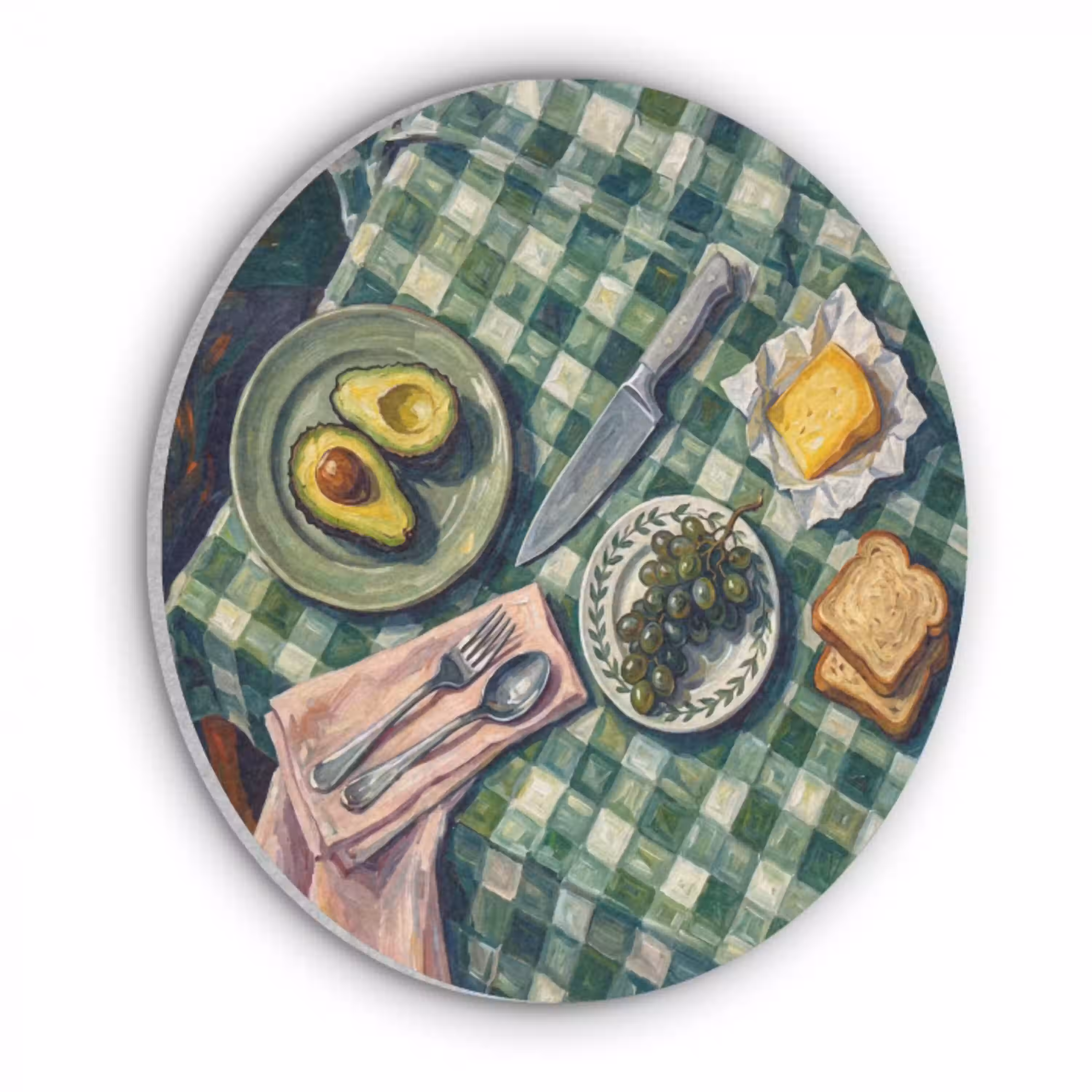 Eten - Ontbijt - Tafel - Modern - Groen Akoestische PET Vilt - Rond klein -3d