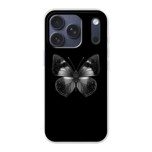 Vlinder - Grijs - Mysterieus Telefoonhoesje iPhone 17 Pro klein -3d
