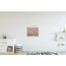 Nostalgisch - Reigers - Roze textielposter latten blank klein -kinderkamer