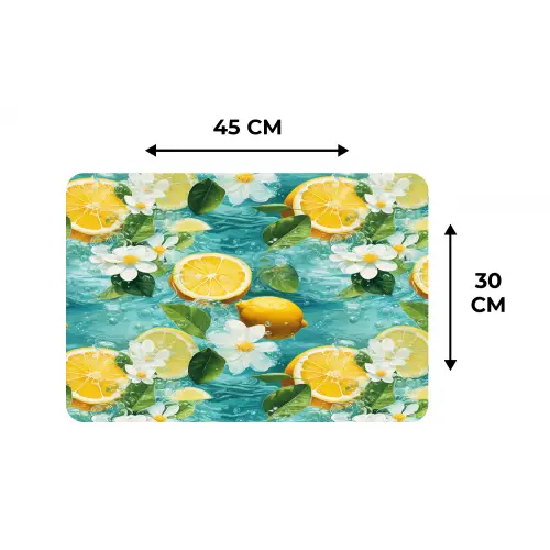 Citroen - Bloemen - Bruisend - Water Placemat vinyl groot 368 -specs