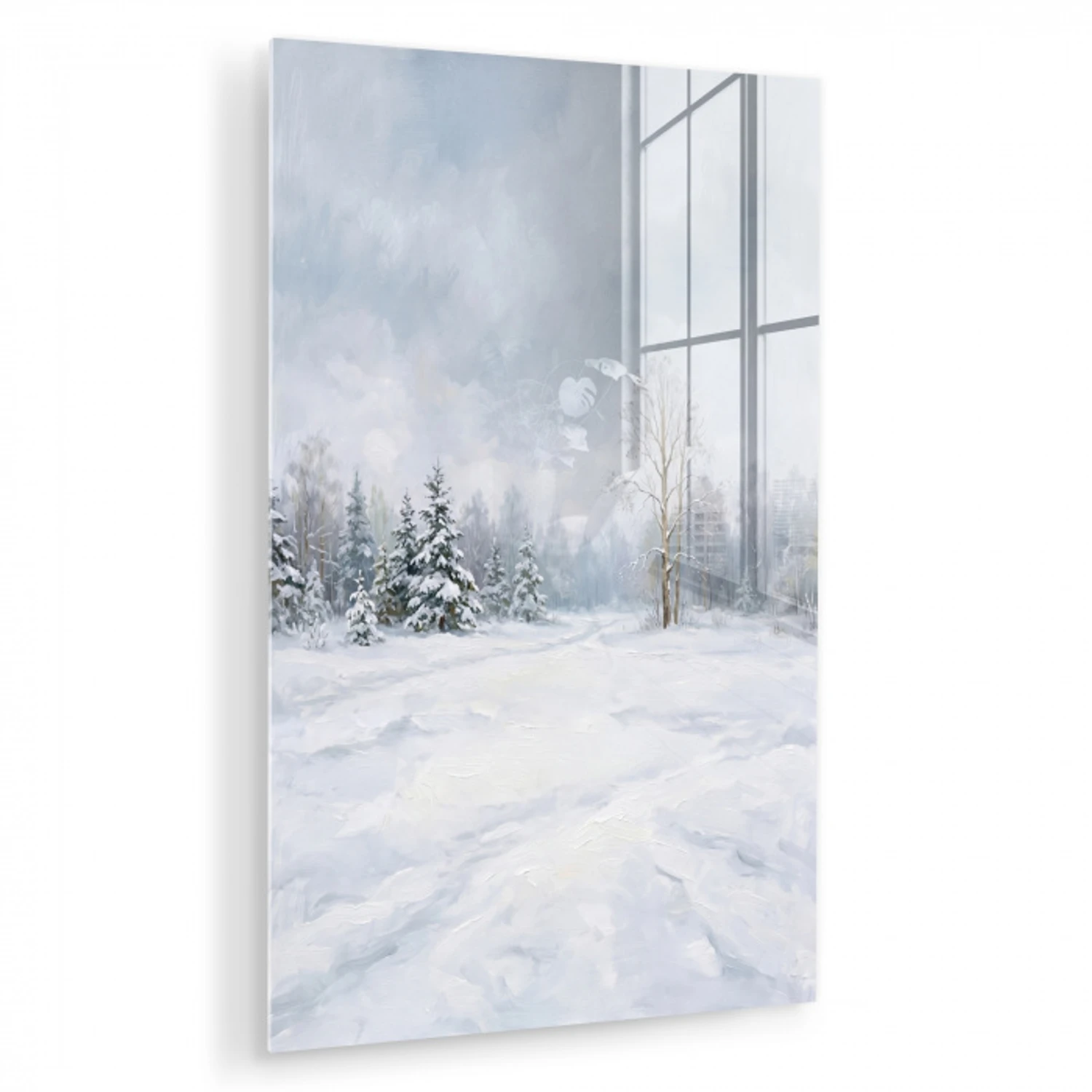 Bospad - Dennen - Sneeuw - Winter - Rustgevend plexiglas 5mm klein -zzzproduct_nieuw
