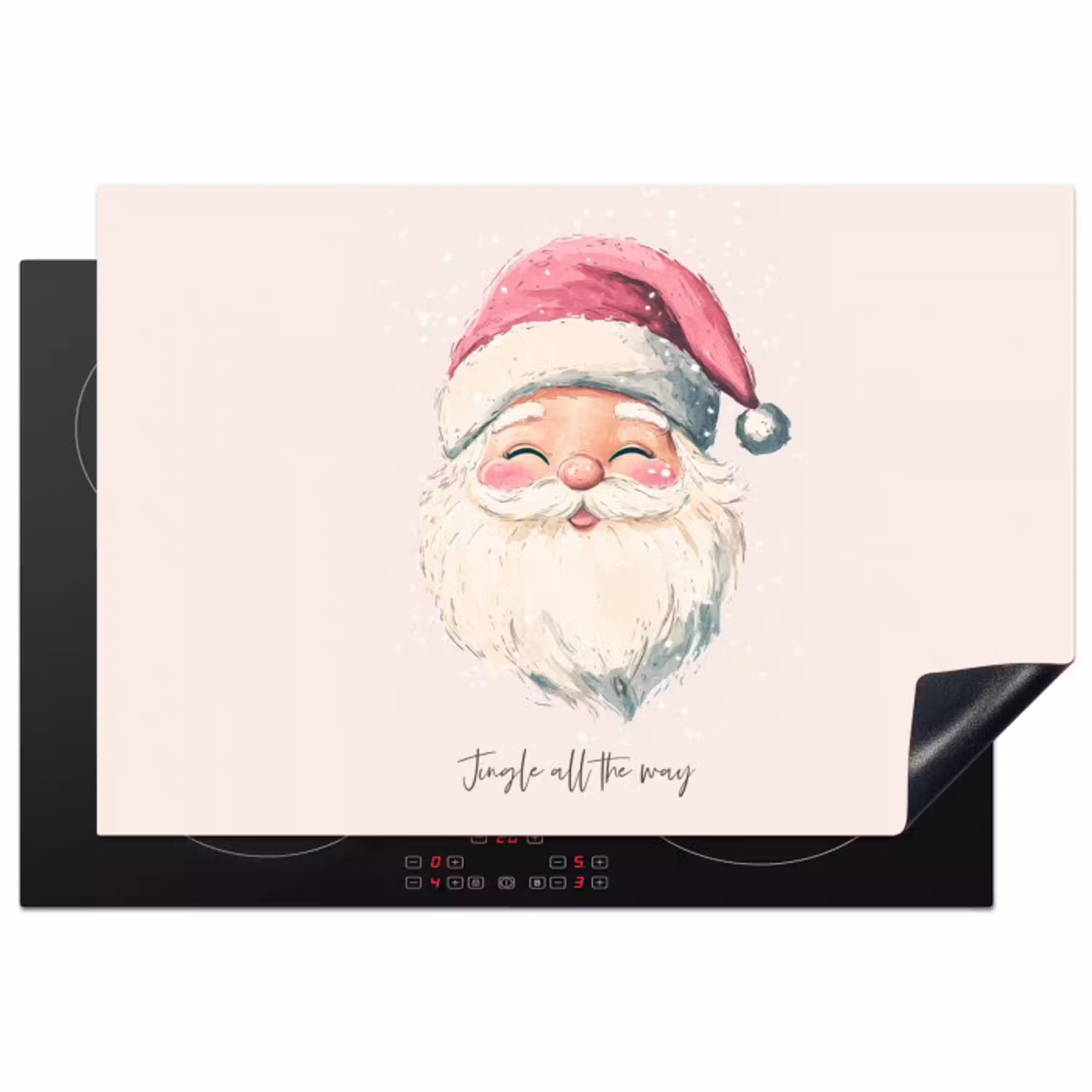 Kerstman - Kerst - Quote - Beige Inductie beschermer vinyl 3mm klein -3d