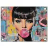 Kauwgom - Vrouw - Penseelstreken - Modern tuinposter los doek klein -3d