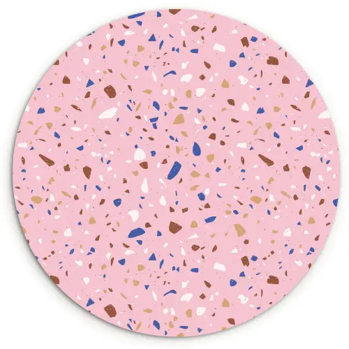 Terrazzo -  Patroon - Kleurrijk - Roze Wandcirkel plexiglas klein 852 -3d