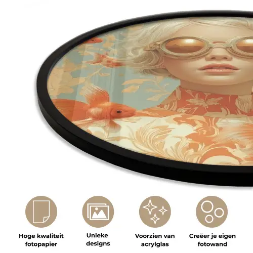 Goudvissen - Oranje - Vrouw - Blond Fotolijst rond zonder passe partout klein -closeup_NL