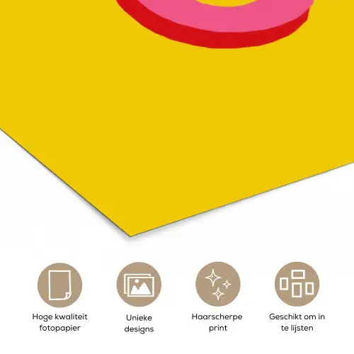 Geel - Roze - Oh - 3D poster papier klein -closeup_NL