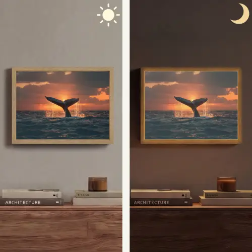 Walvis staart - Water - Zonsondergang Light Box met batterij (Wandlamp) middel -sfeer3