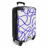 Blauwe lijnen op beige achtergrond NBS - Handbagage koffer - Volwassenen Unisex middel -productfoto_3d