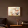 Vlinder - Bloem - Oranje Light Box met batterij (Wandlamp) middel -sfeer4